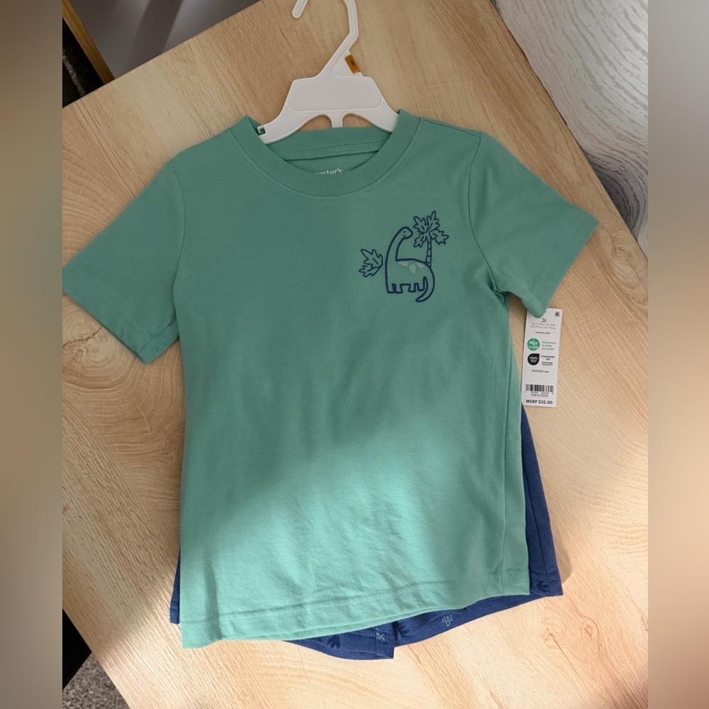 Carter's Green Dino Short Sleeve Tee Set